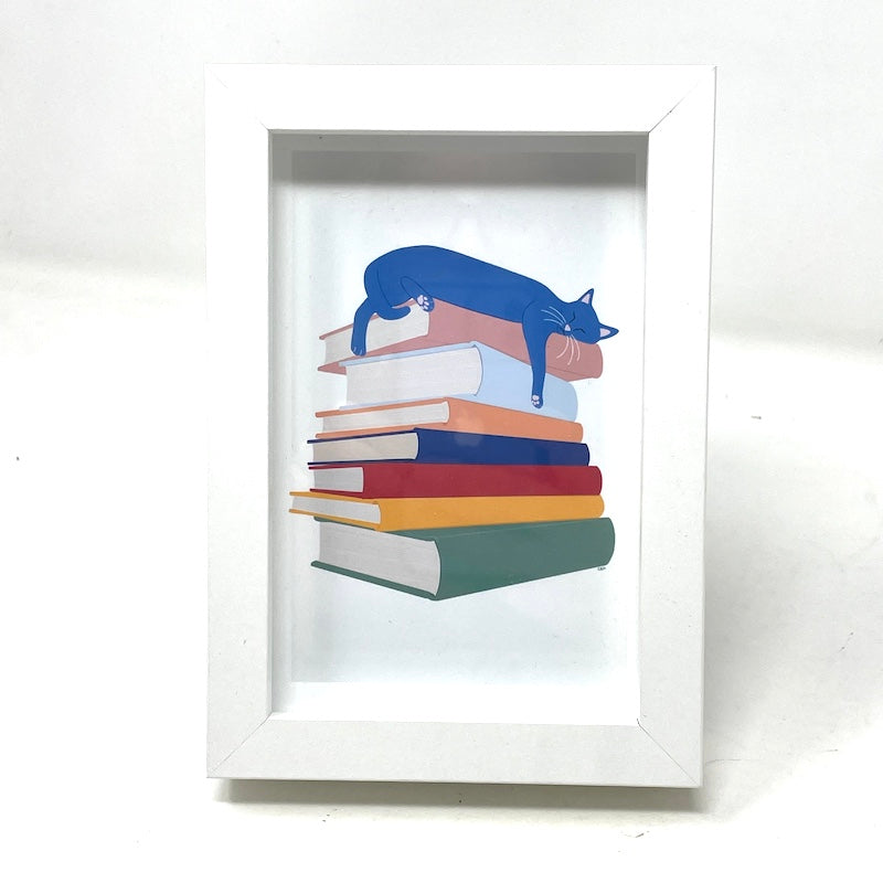 Framed Print - Well Read Cat | 4x6 White Frame